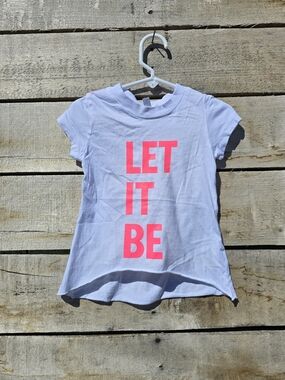 Girls White Short-Sleeve Tee with Pink 'LET IT BE' Graphic